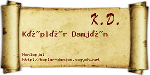 Káplár Damján névjegykártya